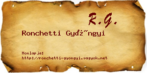 Ronchetti Gyöngyi névjegykártya